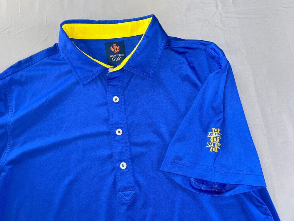 Donald Ross Sport Polo Golf Shirt. Royal Blue, Pauma Valley Stitched. Size M EUC